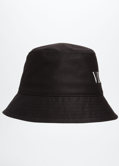 Shop Valentino Men's Vltn Bucket Hat In Black/white