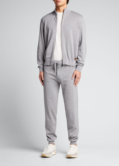 Shop Corneliani Men's Wool-blend Jogger Pants In Grey