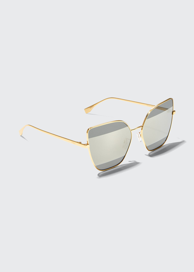 Shop Fendi Mirrored Metal Cat-eye Sunglasses In Endura Gold/smoke