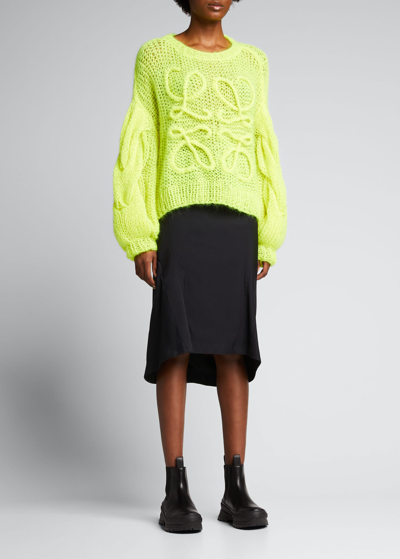 Shop Loewe Anagram-front Mohair Sweater In Neon Yello