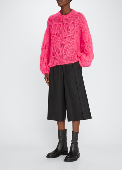 Shop Loewe Anagram-front Mohair Sweater In Fluo Pink