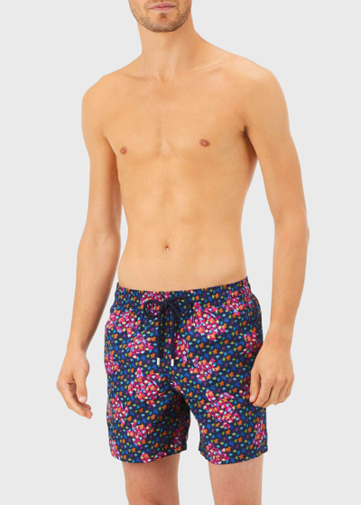 Shop Vilebrequin Men's Micro-turtles Swim Shorts In Blue Lagoon