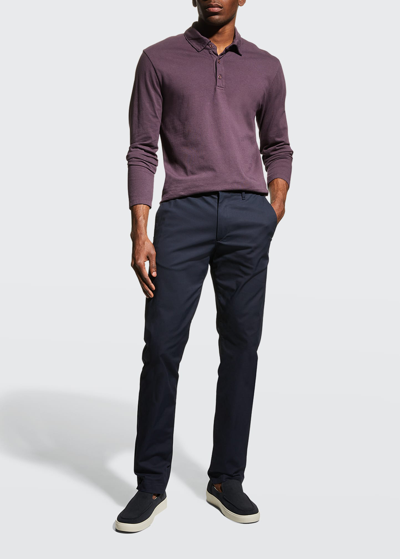 Shop Vince Men's Garment-dyed Polo Shirt In Washed Shadow Mou
