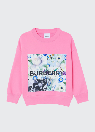 Shop Burberry Girl's Dutch Floral Graphic Sweater In Bubble Gum Pink