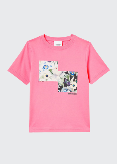 Shop Burberry Girl's Dutch Floral Graphic T-shirt In Bubble Gum Pink