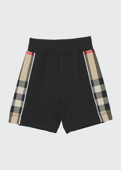 Shop Burberry Boy's Graham Vintage Check Shorts In Black