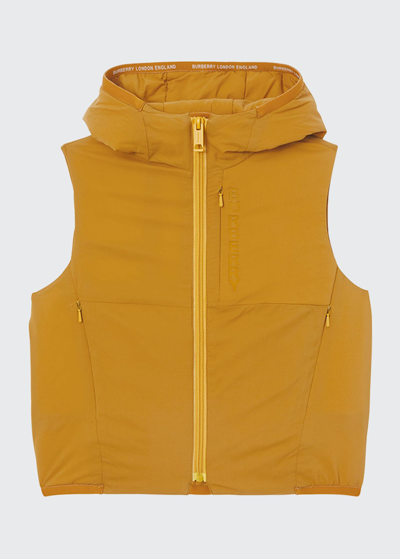 Shop Burberry Boy's Perry Logo Tape Vest In Warm Golden Brown