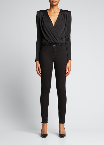 Shop L Agence Kallie Crossover Bodysuit In Black