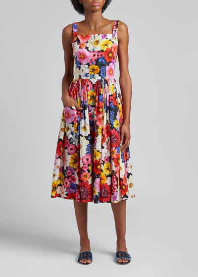 Shop Dolce & Gabbana Floral-print Overall Midi Sundress In Giardino F