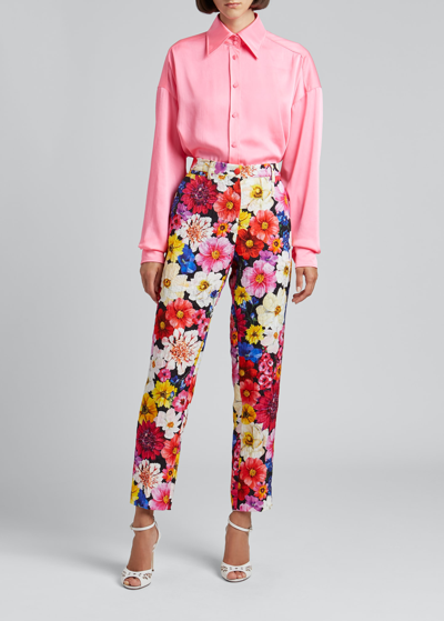 Shop Dolce & Gabbana Floral Jacquard Skinny-leg Pants In Giardino F
