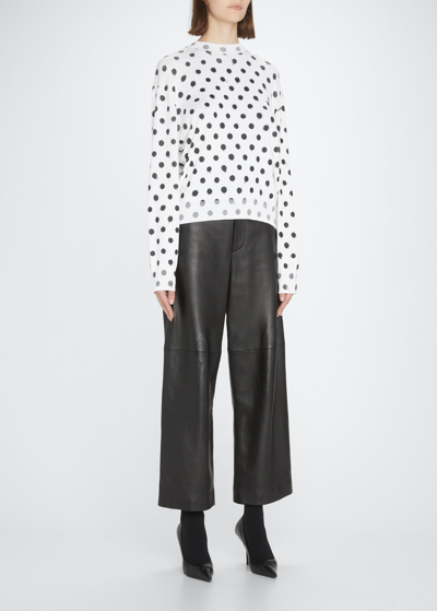 Shop Balenciaga Sprayed Polka Dot Print Knit Sweater In Noir/ecru