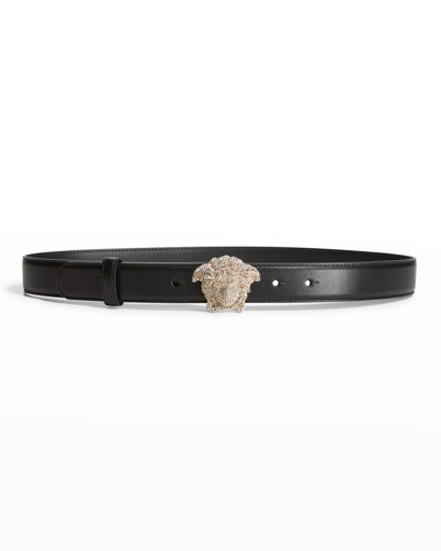 Shop Versace Palazzo Medusa-embellished Buckle Belt In Black- Gol