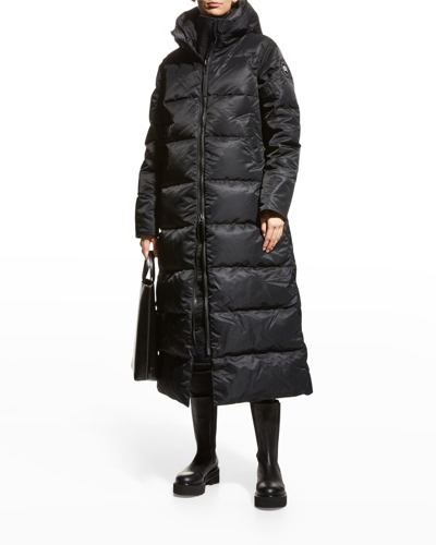 Shop Canada Goose Mystique Long Down Parka Coat In Black