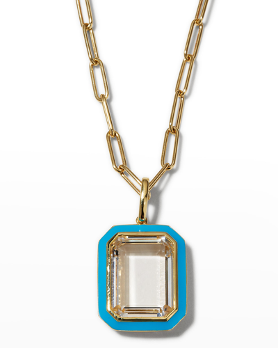 Shop Goshwara 18k Queen Rock Crystal And Turquoise Enamel Pendant Necklace