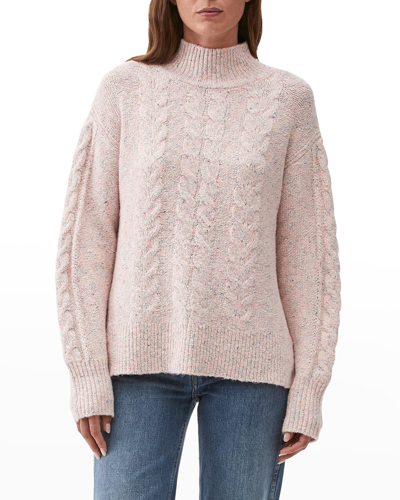 Shop Michael Stars Turtleneck Cable-knit Sweater In Btc
