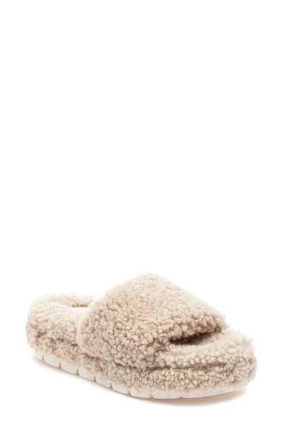 Shop Jslides Bryce Genuine Shearling Platform Slipper In Sand Curly