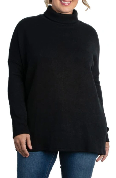 Shop Kiyonna Paris Turtleneck Tunic Sweater In Black Noir