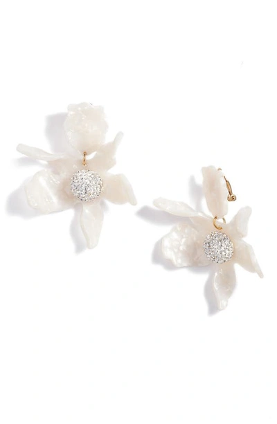 Shop Lele Sadoughi Crystal Clip-on Drop Earrings In Mother Of Pearl