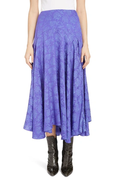 Shop Chloé Thistle Silk Blend Crinkle Jacquard Midi Skirt In Bluish Violet