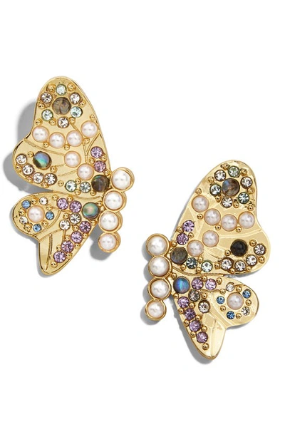 Shop Baublebar Lady Button Imitation Pearl Stud Earrings In Gold/ Multi