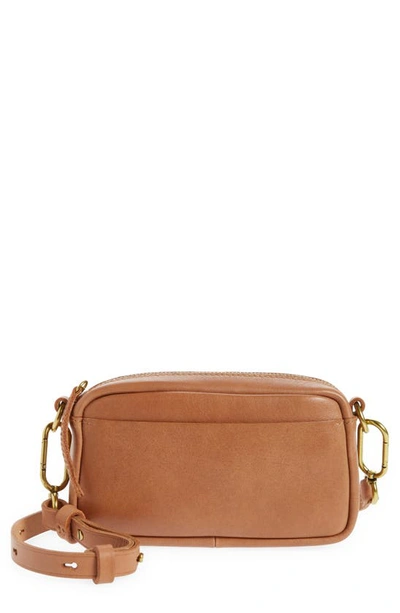 Shop Madewell Mini The Leather Carabiner Crossbody Bag In Warm Hickory