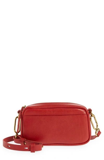 Shop Madewell Mini The Leather Carabiner Crossbody Bag In Pomegranate Seed