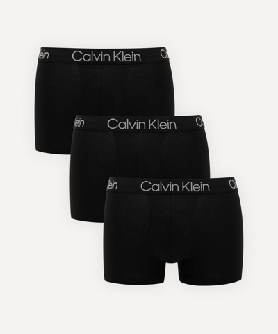 Shop Calvin Klein Modern Structure Trunks Pack Of Three In Black
