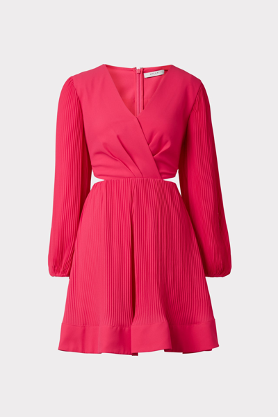 Shop Milly Winnie Cutout Pleated Dress In Pink