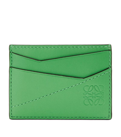 Shop Loewe Leather Puzzle Card Holder In Green