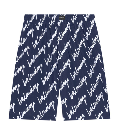 Shop Balenciaga Scribble Print Pyjama Shorts In Multi
