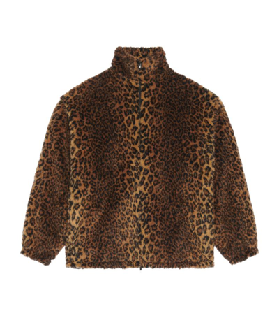 Shop Balenciaga Leopard-print Zip-up Jacket In Beige