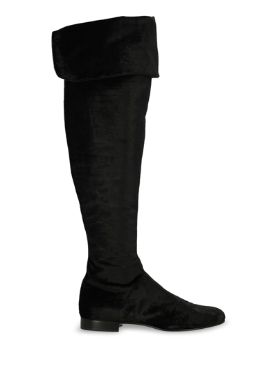 Shop Alberta Ferretti Fabric Boots In Black