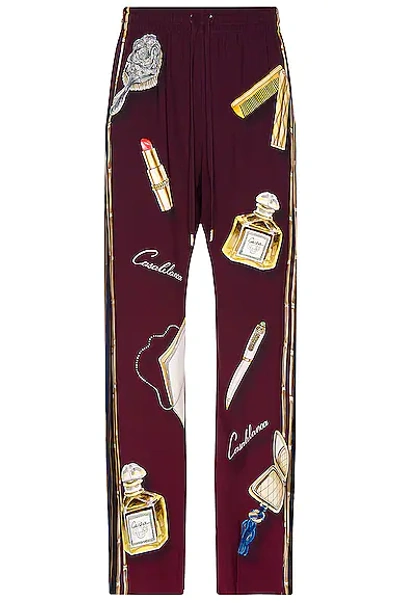 Shop Casablanca Printed Day Pyjama Trouser Coiffeuse In Burgundy