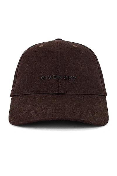 Shop Givenchy Embroidered Curved Cap In Chocolate