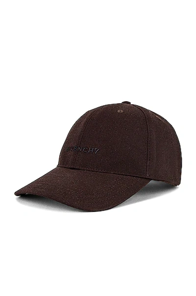 Shop Givenchy Embroidered Curved Cap In Chocolate