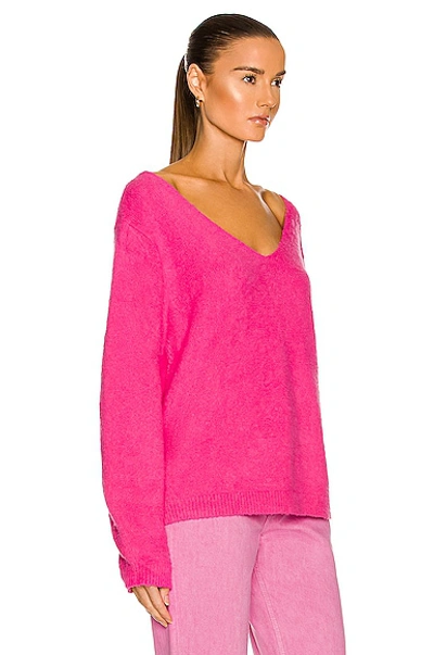 Shop Helmut Lang Brushed Double V Sweater In Disco Pink