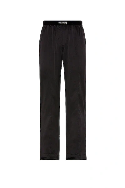 Shop Tom Ford Silk Pajama Pants Wide Leg In Black