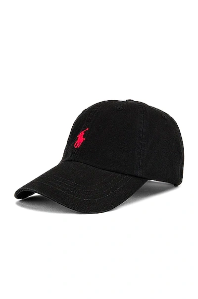 Shop Polo Ralph Lauren Chino Cap In Black & Red