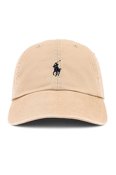Polo Ralph Lauren Tan Chino Ball Cap In Nubuck & Relay Blue
