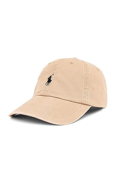 Polo Ralph Lauren Tan Chino Ball Cap In Nubuck & Relay Blue
