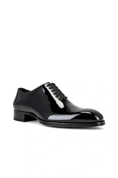 Tom Ford Elkan Patent Leather Oxford Lace-up Shoes In Black