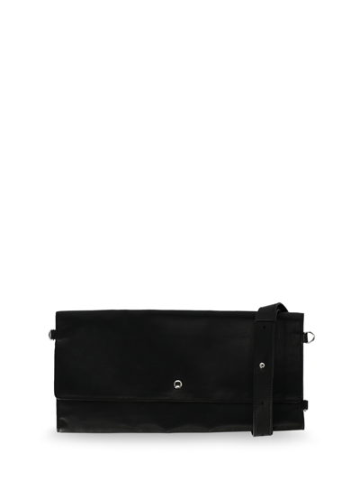 Shop Mm6 Maison Margiela Leather Clutch Bag In Black