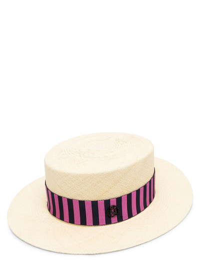 Shop Maison Michel Hats Cream In Beige