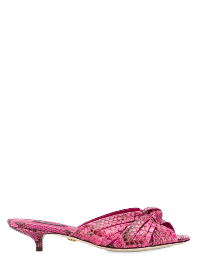 Shop Dolce & Gabbana Women's Mules -  - In Pink Leather