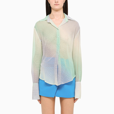 Shop Attico Multicolour Semi-transparent Shirt With Wide Cuffs In Multicolor
