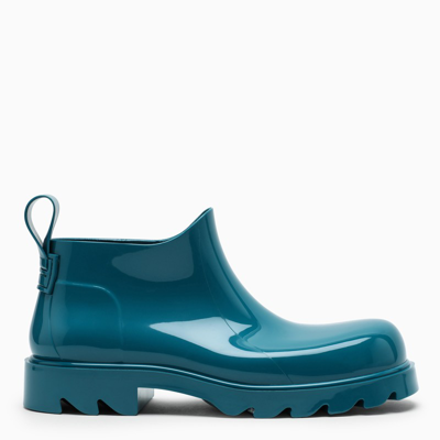Shop Bottega Veneta Petrol Green Rubber Slip-on Ankle Boots In Light Blue