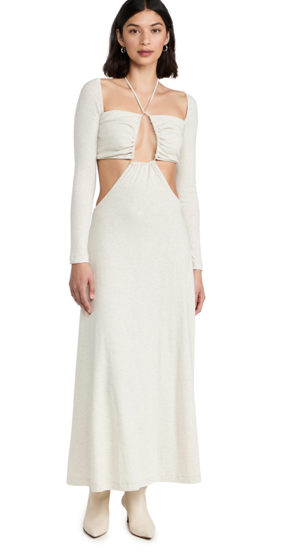 Shop Rosetta Getty Ruched Drawstring Cutout Dress In Light Grey Melange