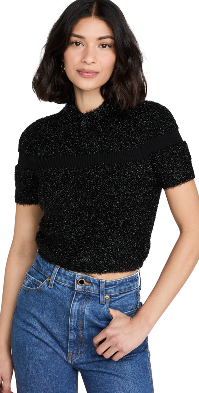 Shushu-tong Tinsel Knitted Polo Shirt In Black | ModeSens
