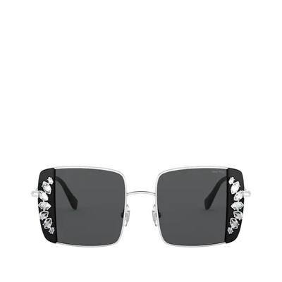 Shop Miu Miu Mu 56vs Silver / Black Female Sunglasses