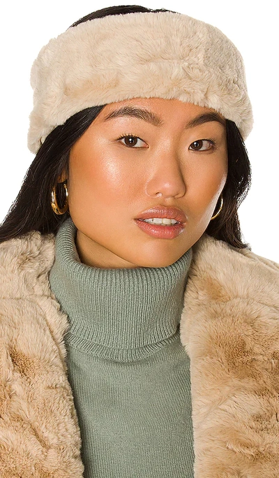 Shop Apparis Eleni Faux Fur Headband In Beige